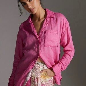 Maeve Anthropologie Pink Button Down Shirt